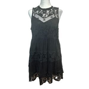 Rebellion Black Lace Babydoll Sheer Cotton Lace Tunic Top XL Whimsigoth Fairy